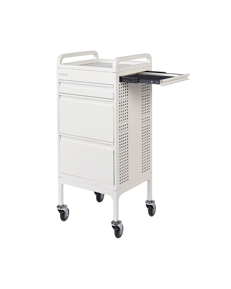 Studio 3 - White trolley - 3 drawers and extra shelf